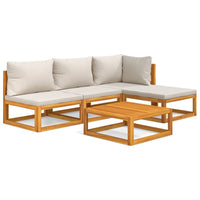 Set Salotto Giardino 5pz Cuscini Grigio Chiaro Legno Massellocod mxl 76346