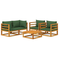 Set Salotto da Giardino 5pz con Cuscini Verdi Legno Massello 3155316