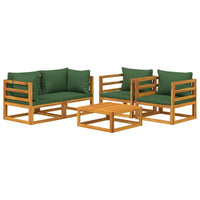 Set Salotto da Giardino 5pz con Cuscini Verdi Legno Massello 3155316