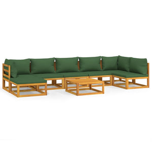 Set Salotto da Giardino 8pz con Cuscini Verdi in Legno Massellocod mxl 100329