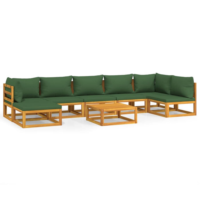 Set Salotto da Giardino 8pz con Cuscini Verdi in Legno Massellocod mxl 100329