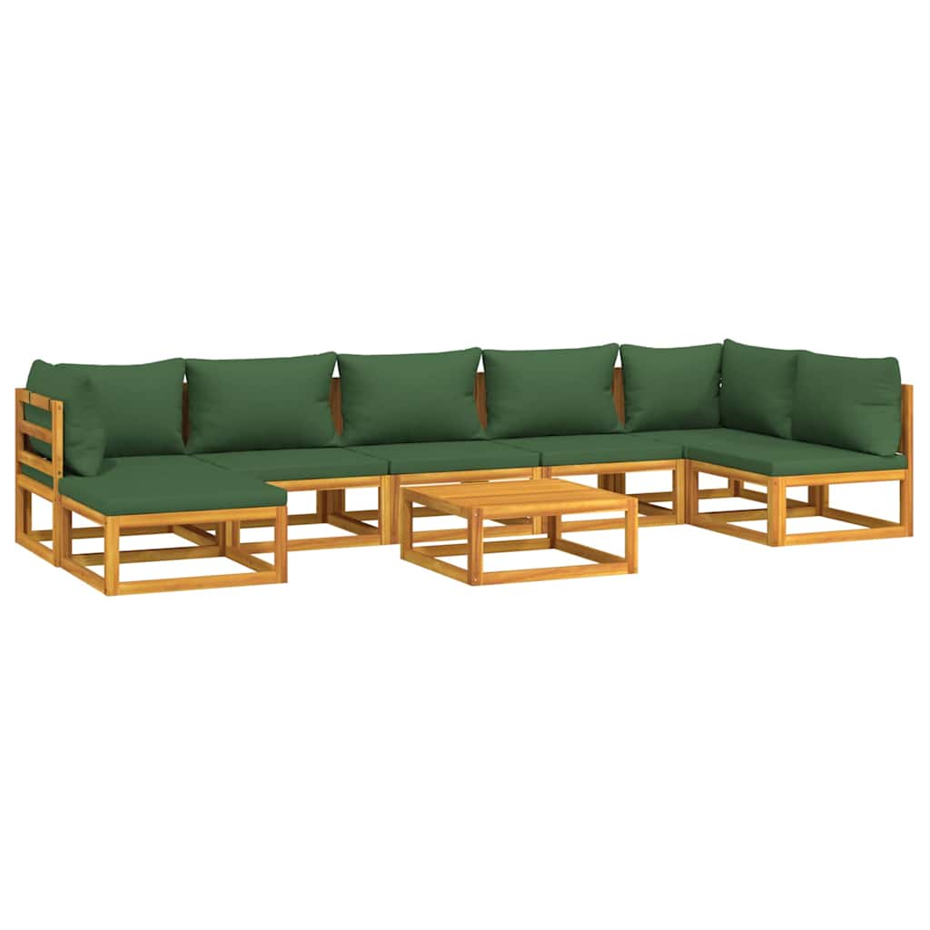 Set Salotto da Giardino 8pz con Cuscini Verdi in Legno Massellocod mxl 100329