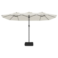 Ombrellone a Doppia Testa con LED Bianco Sabbia 449x245 cm