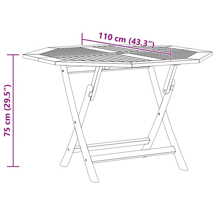 Tavolo da Giardino Pieghevole Grigio 110x110x75cm Massello Teak 362617