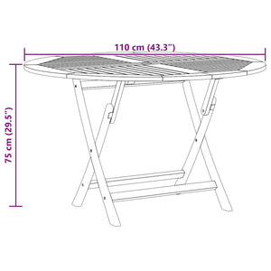 Tavolo da Giardino Pieghevole Ø110x75 cm Legno Massello di Teak 362618