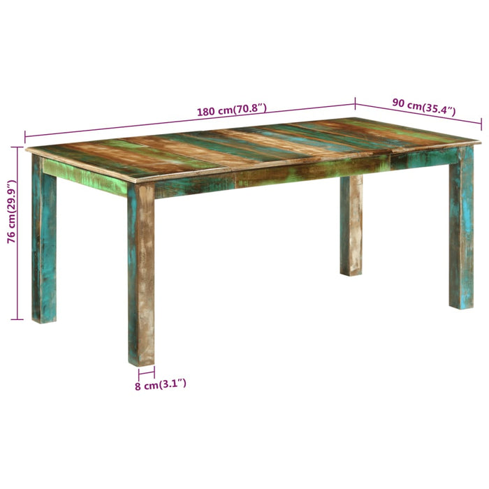 Tavolo da Pranzo 180x90x76 cm in Legno Massello di Recupero 351728