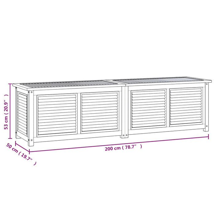 Box portaoggetti da giardino e borsa 200 x 50 x 53 cm legno massello di teak 02_0013133