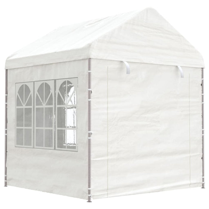 Gazebo con Tetto Bianco 4,46x2,28x2,69 m in Polietilene 3155478