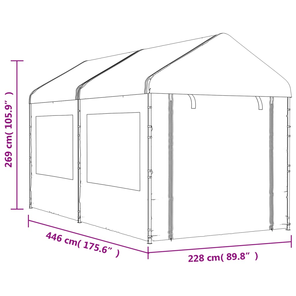 Gazebo con Tetto Bianco 4,46x2,28x2,69 m in Polietilene 3155478