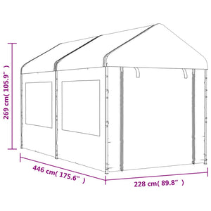 Gazebo con Tetto Bianco 4,46x2,28x2,69 m in Polietilene 3155478