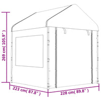 Gazebo con Tetto Bianco 13,38x2,28x2,69 m in Polietilene 3155482