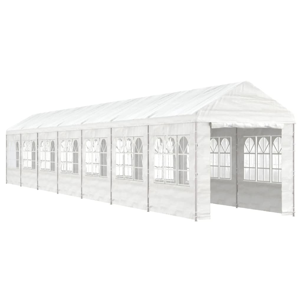Gazebo con Tetto Bianco 15,61x2,28x2,69 m in Polietilene 3155483