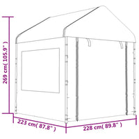 Gazebo con Tetto Bianco 20,07x2,28x2,69 m in Polietilene 3155485