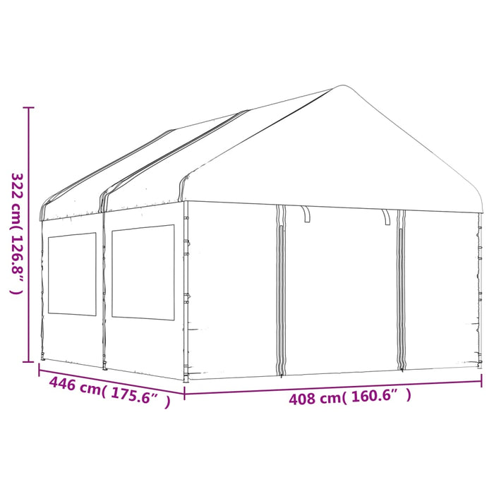 Gazebo con Tetto Bianco 4,46x4,08x3,22 m in Polietilene 3155486