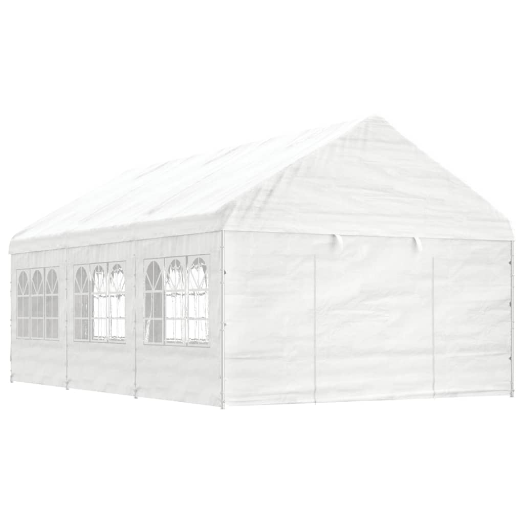 Gazebo con Tetto Bianco 6,69x4,08x3,22 m in Polietilenecod mxl 76389