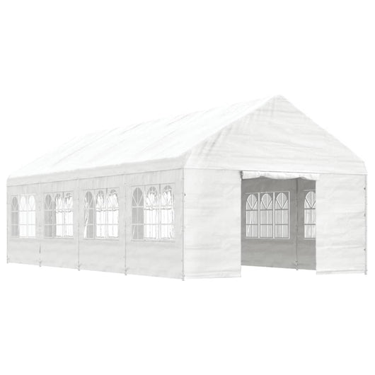 Gazebo con Tetto Bianco 8,92x4,08x3,22 m in Polietilene 3155488