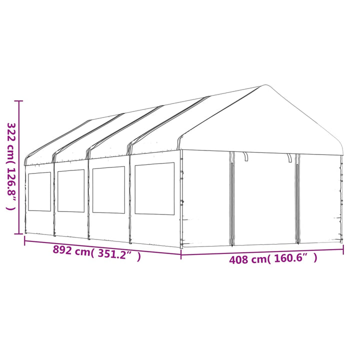 Gazebo con Tetto Bianco 8,92x4,08x3,22 m in Polietilene 3155488
