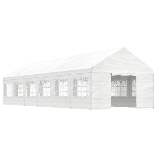 Gazebo con Tetto Bianco 13,38x4,08x3,22 m in Polietilene 3155490