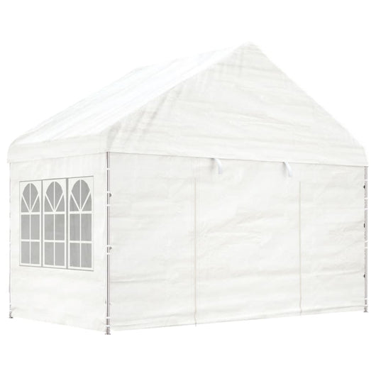 Gazebo con Tetto Bianco 17,84x4,08x3,22 m in Polietilene 3155492