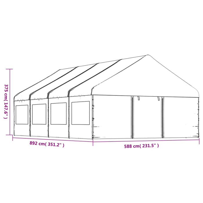 Gazebo con Tetto Bianco 8,92x5,88x3,75 m in Polietilene 3155496