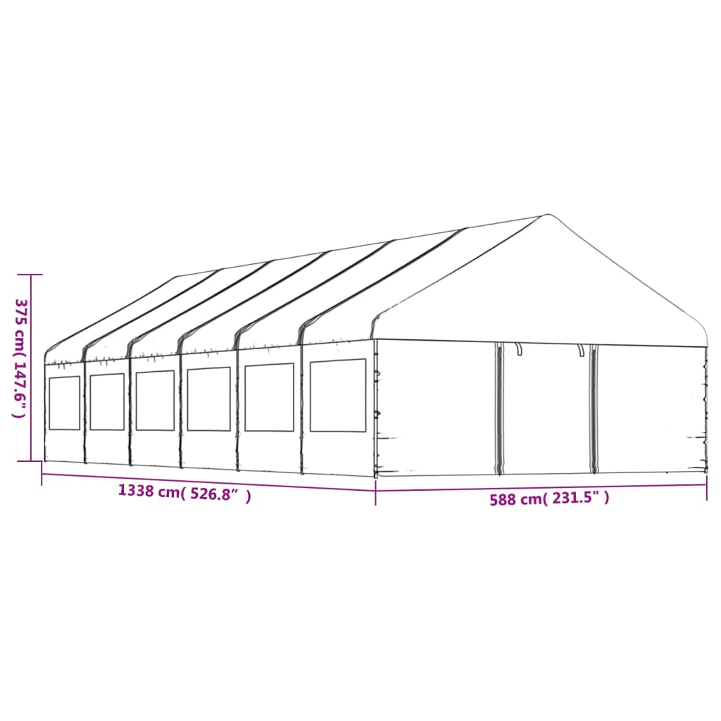 Gazebo con Tetto Bianco 13,38x5,88x3,75 m in Polietilene 3155498