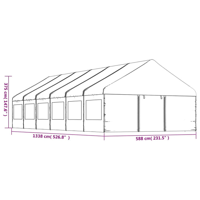 Gazebo con Tetto Bianco 13,38x5,88x3,75 m in Polietilene 3155498