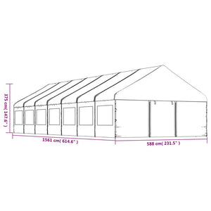 Gazebo con Tetto Bianco 15,61x5,88x3,75 m in Polietilene 3155499