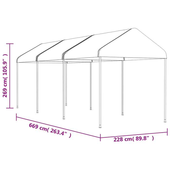 Gazebo con Tetto Bianco 6,69x2,28x2,69 m in Polietilene 3155503