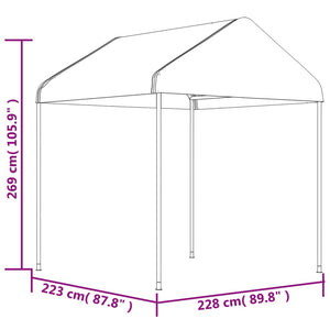 Gazebo con Tetto Bianco 8,92x2,28x2,69 m in Polietilene 3155504