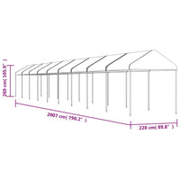 Gazebo con Tetto Bianco 20,07x2,28x2,69 m in Polietilene 3155509