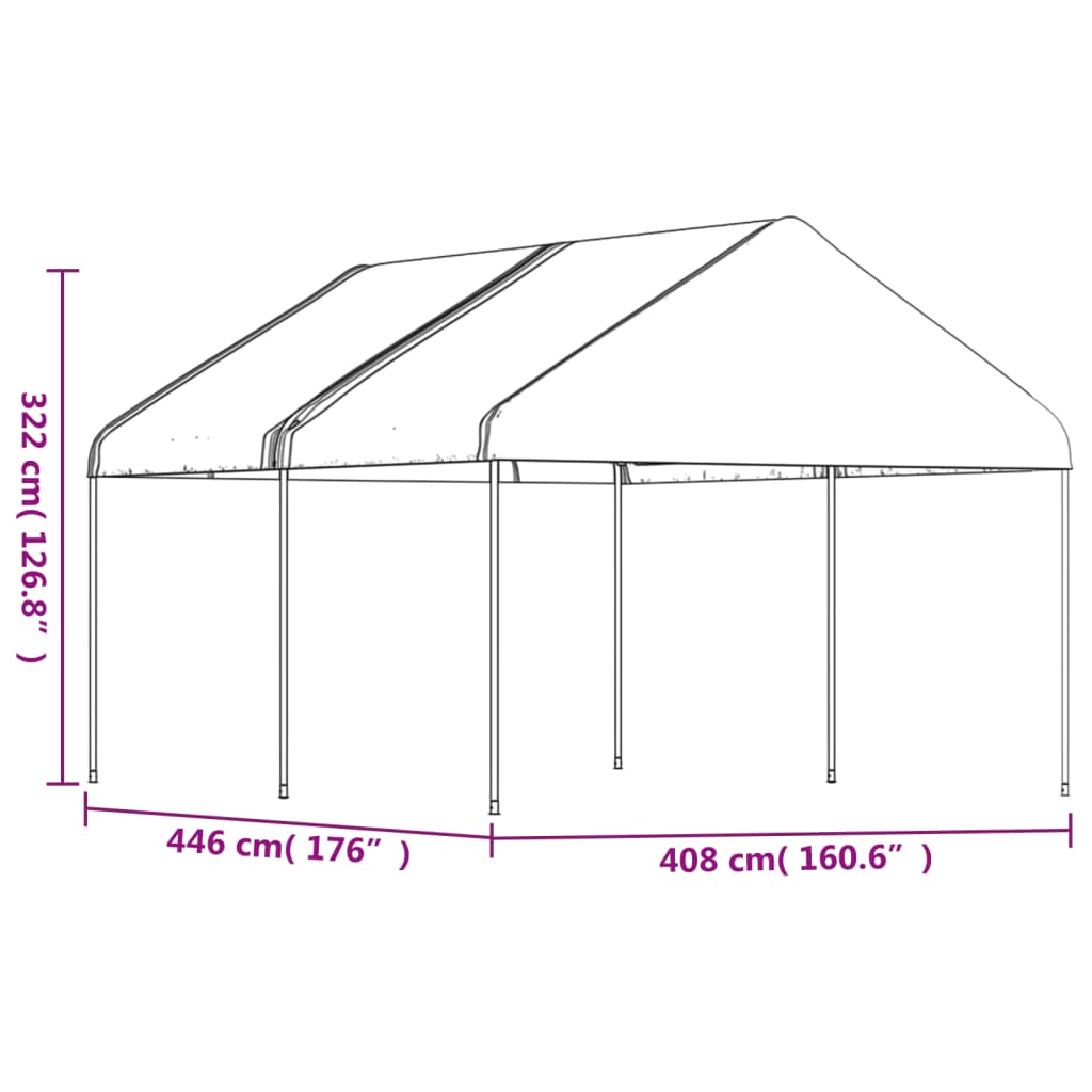 Gazebo con Tetto Bianco 4,46x4,08x3,22 m in Polietilene 3155510
