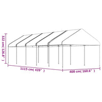 Gazebo con Tetto Bianco 11,15x4,08x3,22 m in Polietilene 3155513