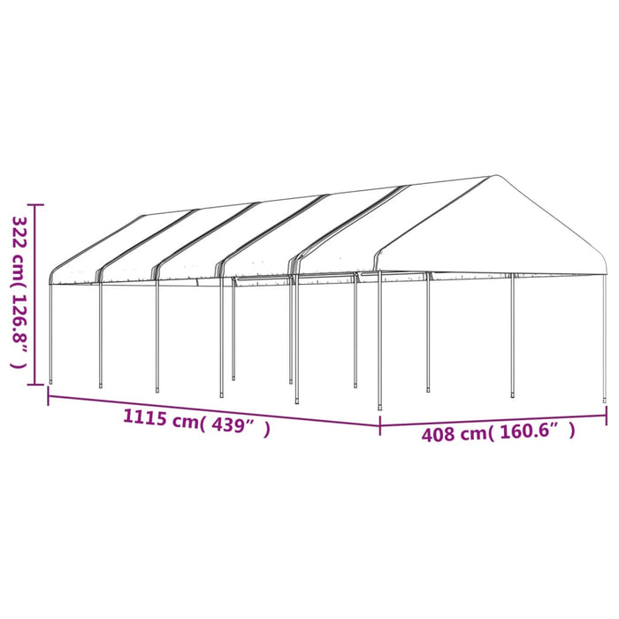 Gazebo con Tetto Bianco 11,15x4,08x3,22 m in Polietilene 3155513