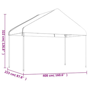 Gazebo con Tetto Bianco 11,15x4,08x3,22 m in Polietilene