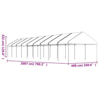 Gazebo con Tetto Bianco 20,07x4,08x3,22 m in Polietilene 3155517