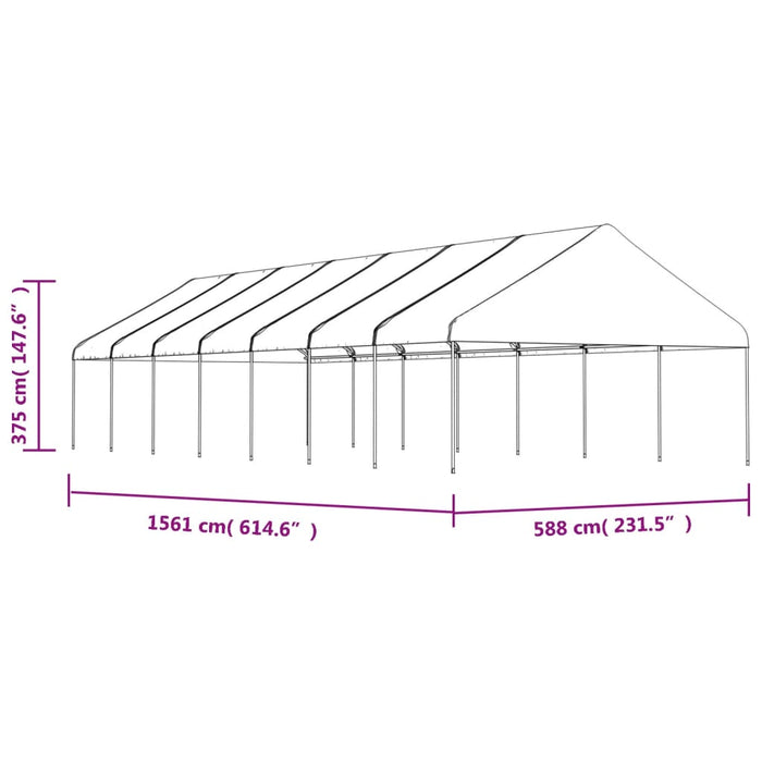 Gazebo con Tetto Bianco 15,61x5,88x3,75 m in Polietilene 3155523