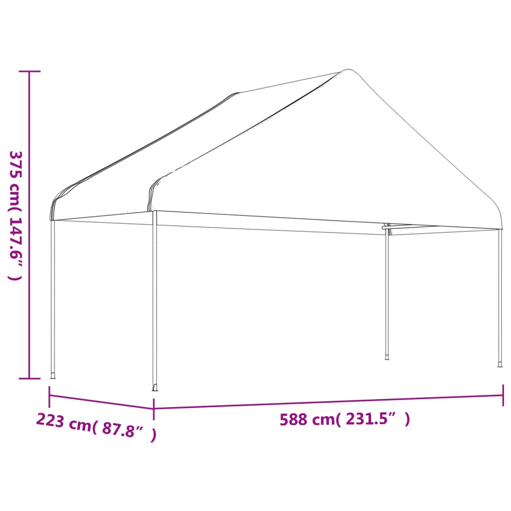 Gazebo con Tetto Bianco 17,84x5,88x3,75 m in Polietilene