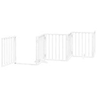 Cancelletto di sicurezza per cani pieghevole 9 pannelli in legno di pioppo bianco 02_0023290