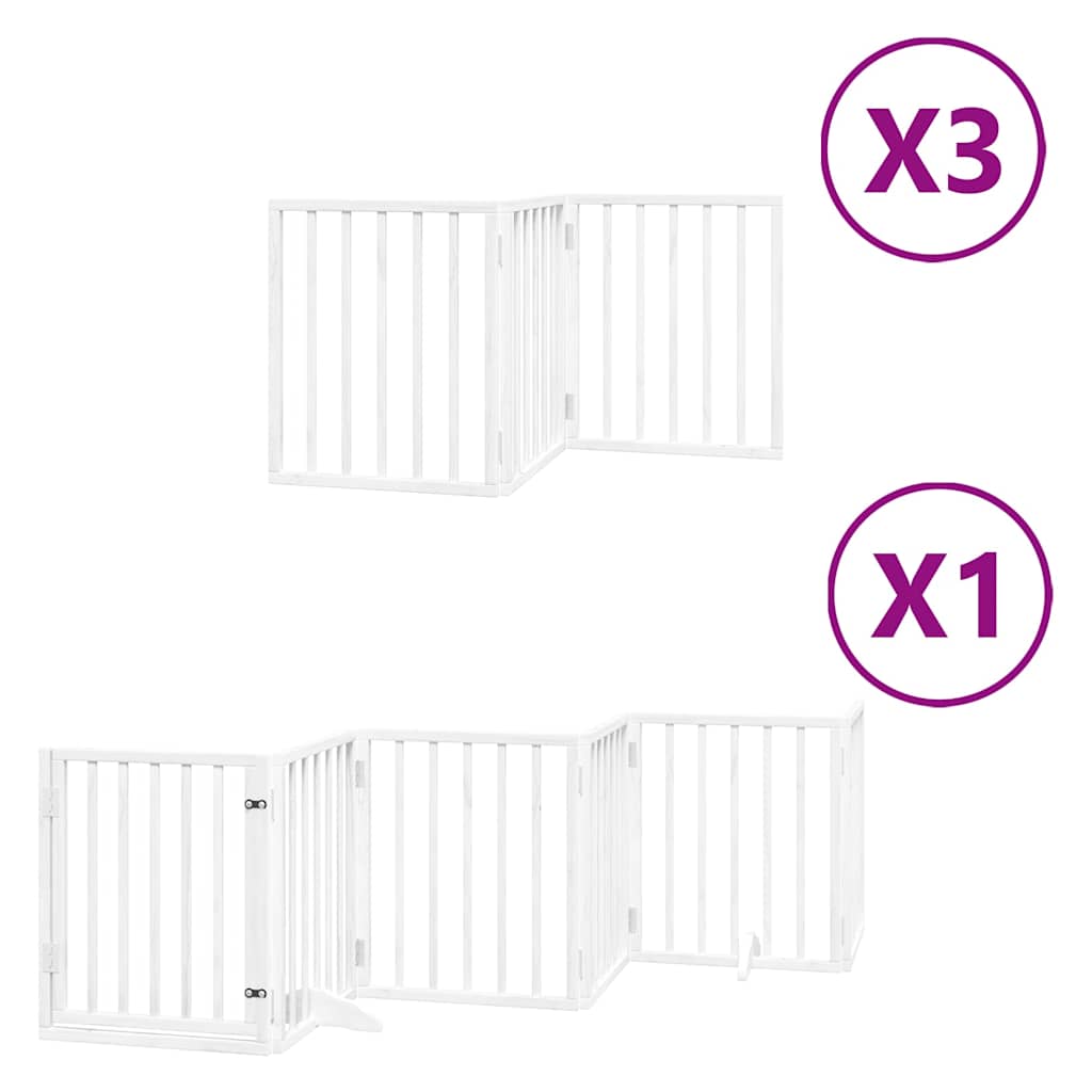 vidaXL Cancello Cani Porta Pieghevole Bianco 15 Pannelli 750 cm Pioppo
