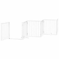 vidaXL Cancello Cani Porta Pieghevole Bianco 15 Pannelli 750 cm Pioppo