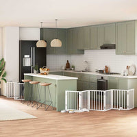 Cancello Cani Porta Pieghevole Bianco 15 Pannelli 750 cm Pioppo 3155537