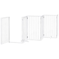 Cancelletto di sicurezza per cani pieghevole 9 pannelli in legno di pioppo bianco 02_0023286