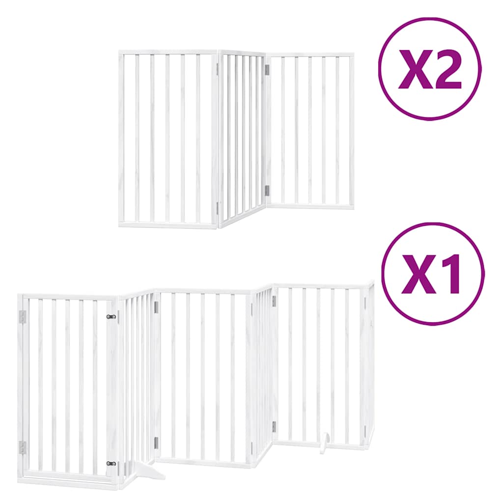 Cancello Cani Porta Pieghevole Bianco 12 Pannelli 600 cm Pioppo 3155539