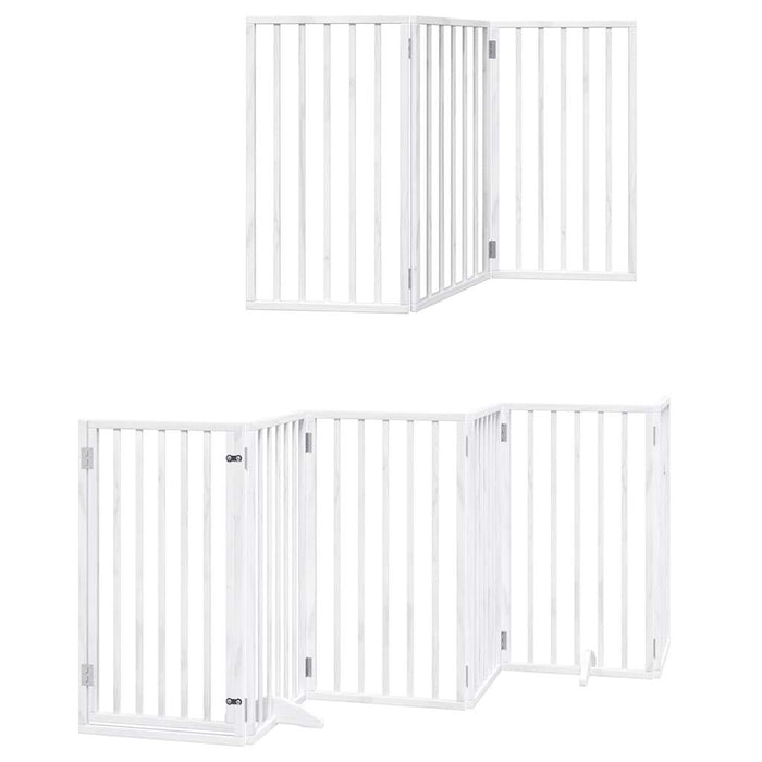 Cancello Cani Porta Pieghevole Bianco 12 Pannelli 600 cm Pioppo 3155539