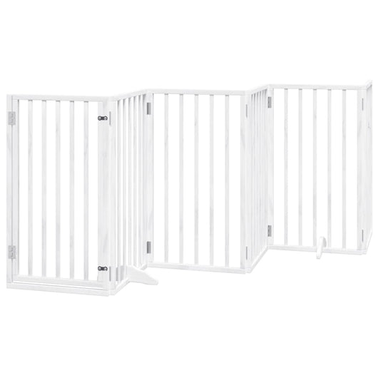 Cancelletto di sicurezza per cani pieghevole 12 pannelli in legno di pioppo bianco 02_0023146