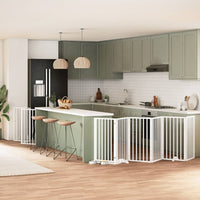 vidaXL Cancello Cani Porta Pieghevole Bianco 12 Pannelli 600 cm Pioppo