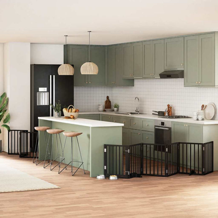 vidaXL Cancello per Cani Porta Pieghevole Nero 9 Pannelli 450cm Pioppo