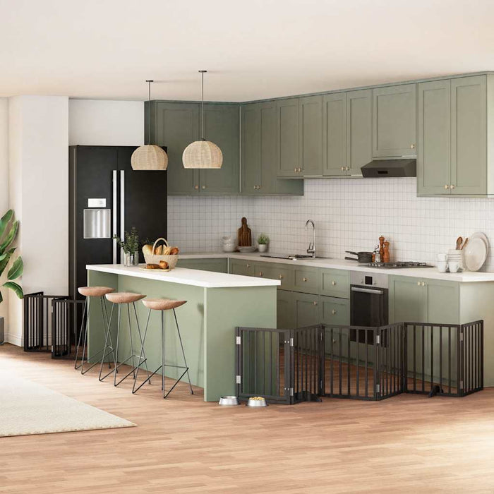 vidaXL Cancello Cani Porta Pieghevole Nero 12 Pannelli 600 cm Pioppo