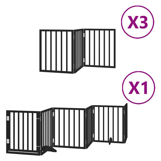 vidaXL Cancello Cani Porta Pieghevole Nero 15 Pannelli 750 cm Pioppo