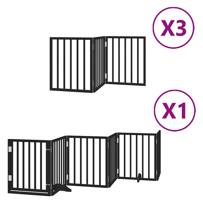 Cancello Cani Porta Pieghevole Nero 15 Pannelli 750 cm Pioppo 3155543
